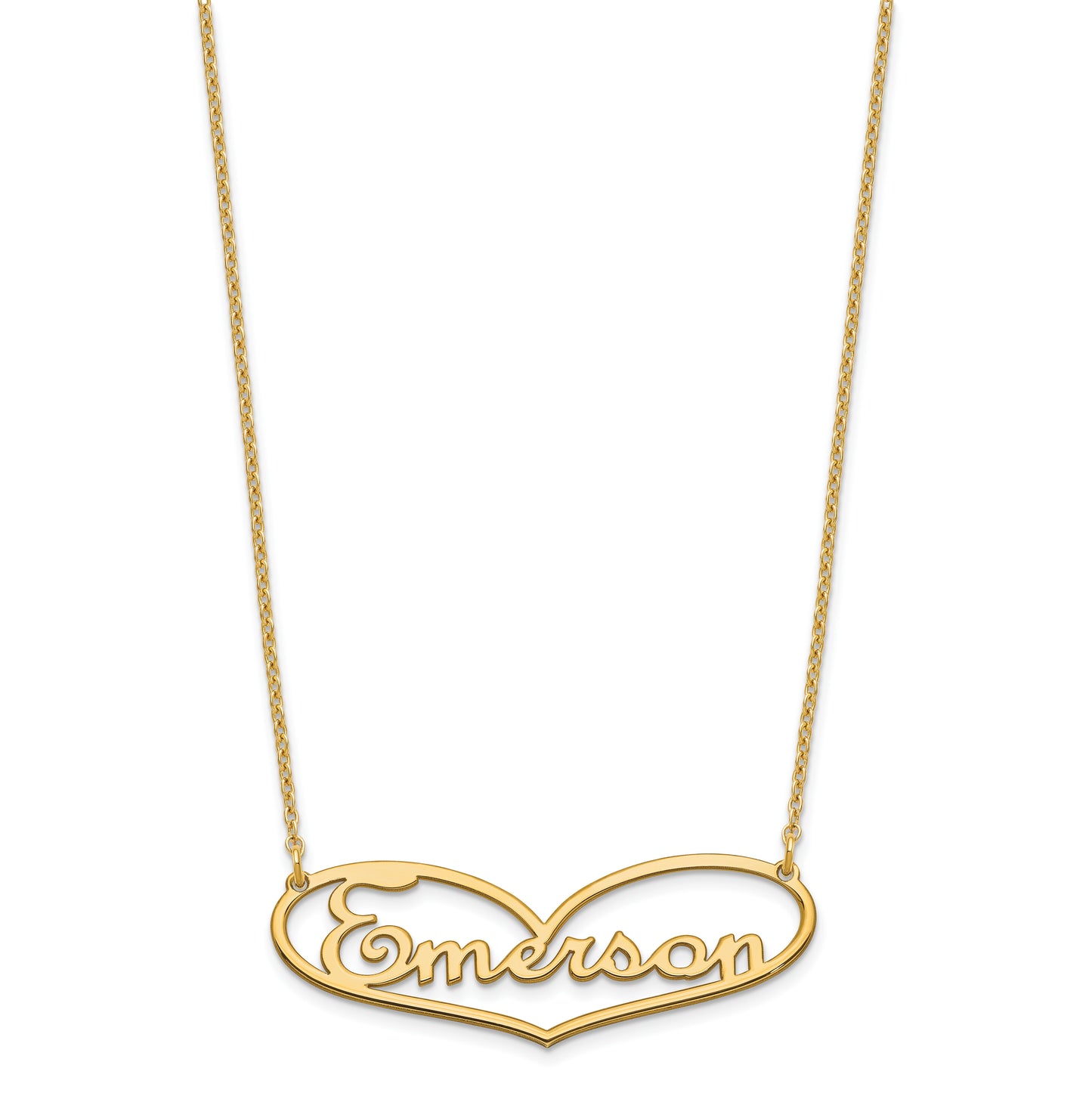 Sterling Silver Gold plated Large Heart Name Plate Necklace