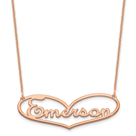 14K Rose Gold Large Heart Name Plate Necklace