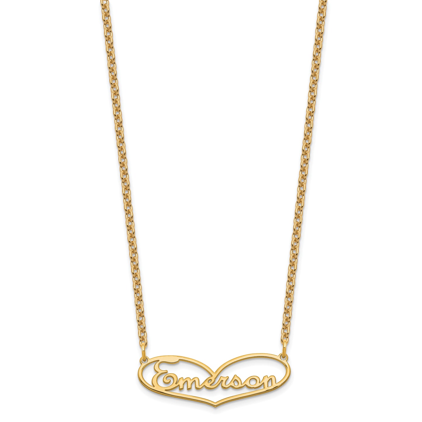 Sterling Silver Gold plated Small Heart Name Plate Necklace