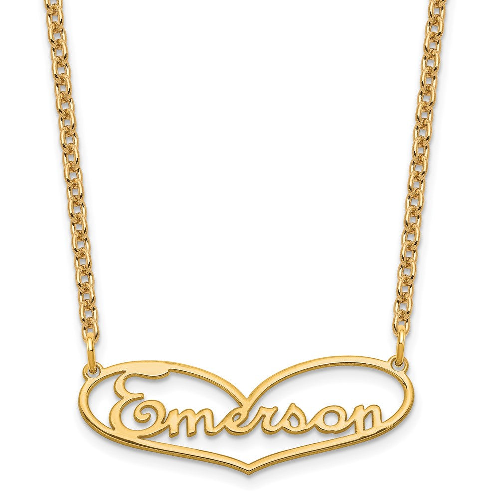 Sterling Silver Gold plated Small Heart Name Plate Necklace