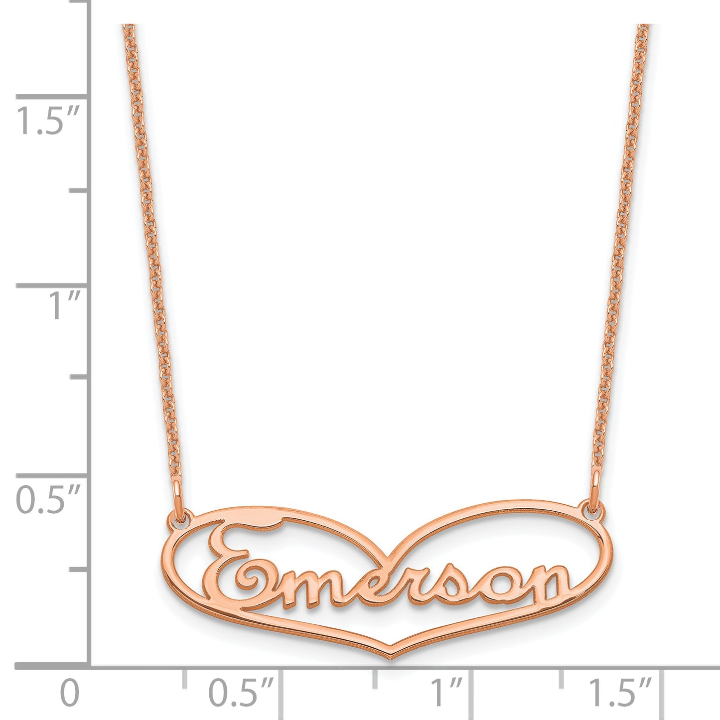 14K Rose Gold Small Heart Name Plate Necklace