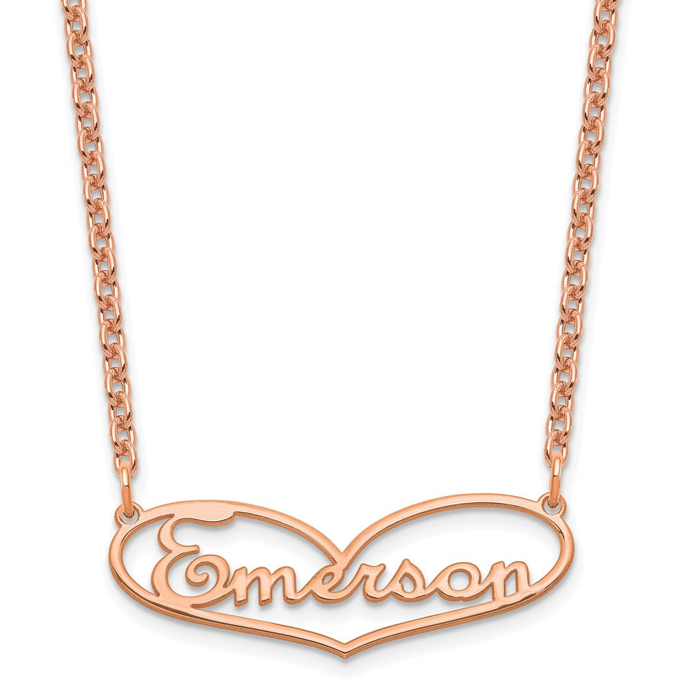 Sterling Silver Rose Gold plated Small Heart Name Plate Necklace