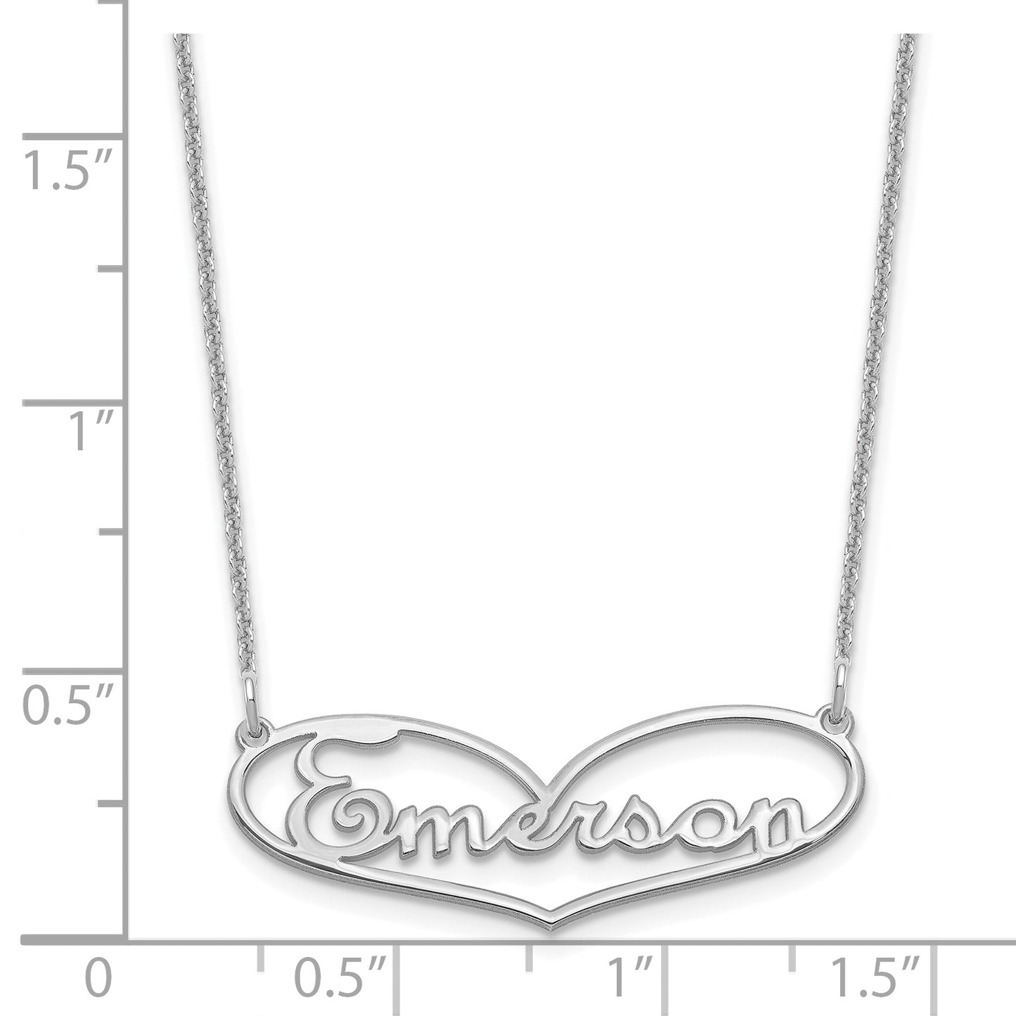 14K White Gold Small Heart Name Plate Necklace
