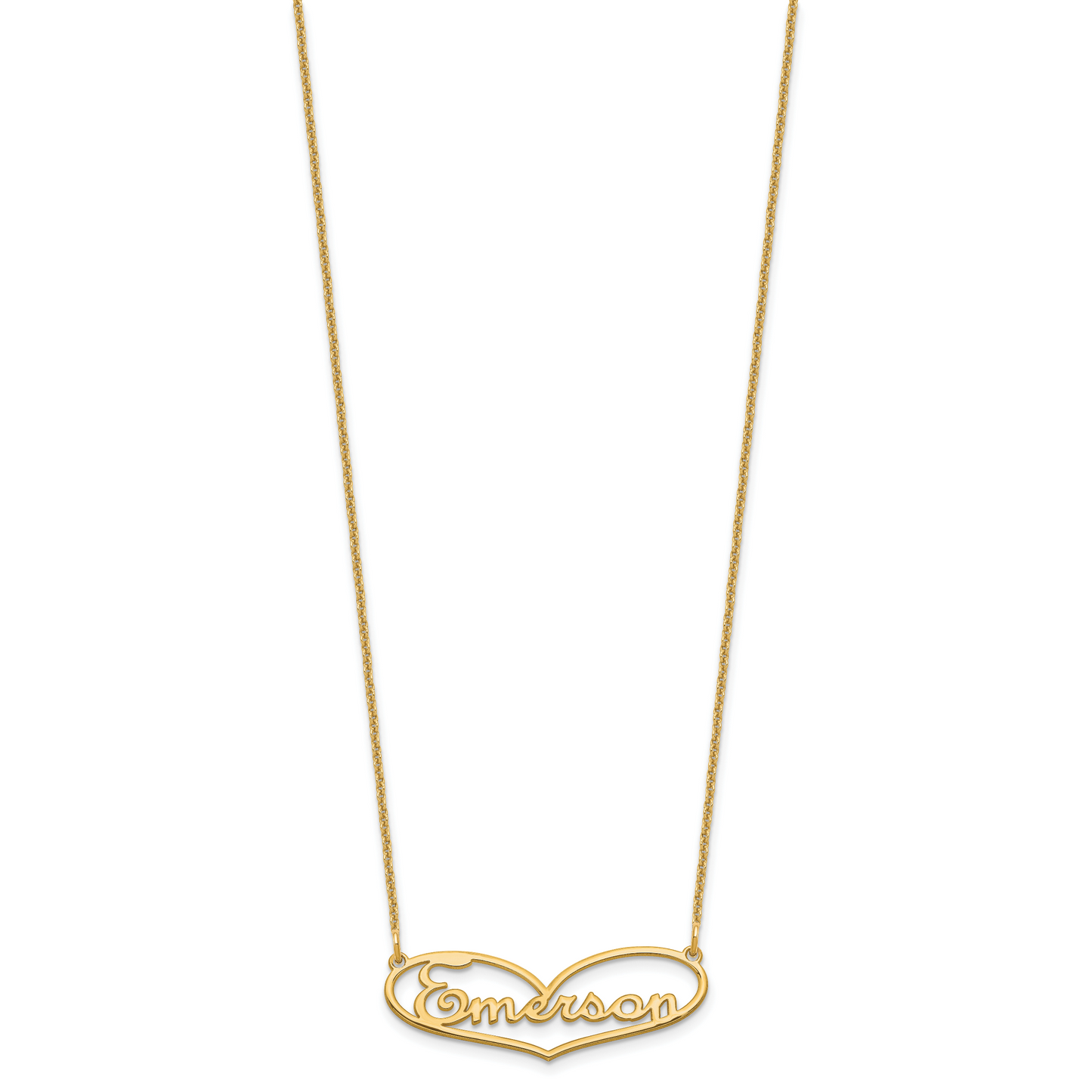 14K Yellow Gold Small Heart Name Plate Necklace