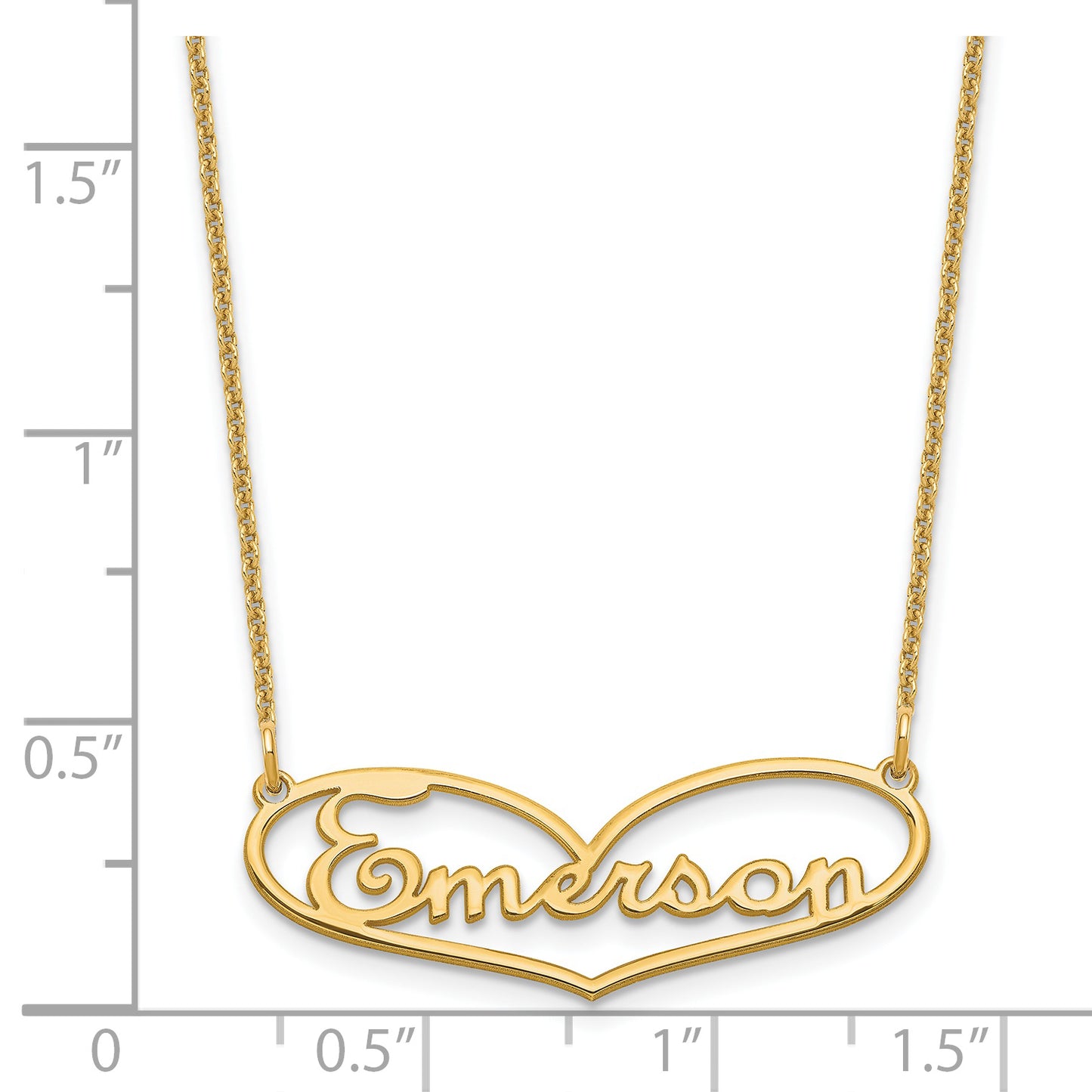 14K Yellow Gold Small Heart Name Plate Necklace