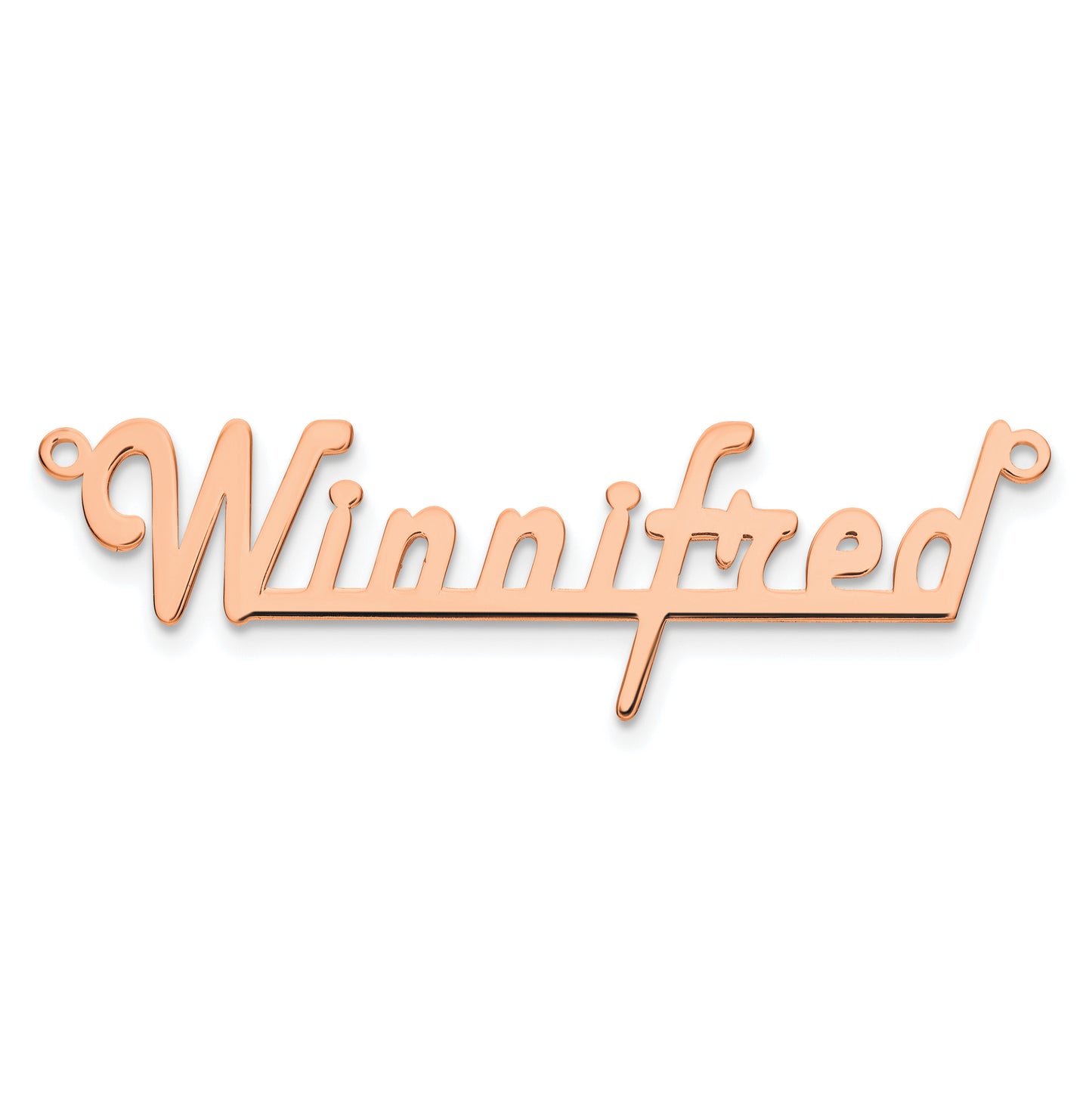 Sterling Silver Rose Gold plated Polished Harlow Solid Font Underlined Name Plate