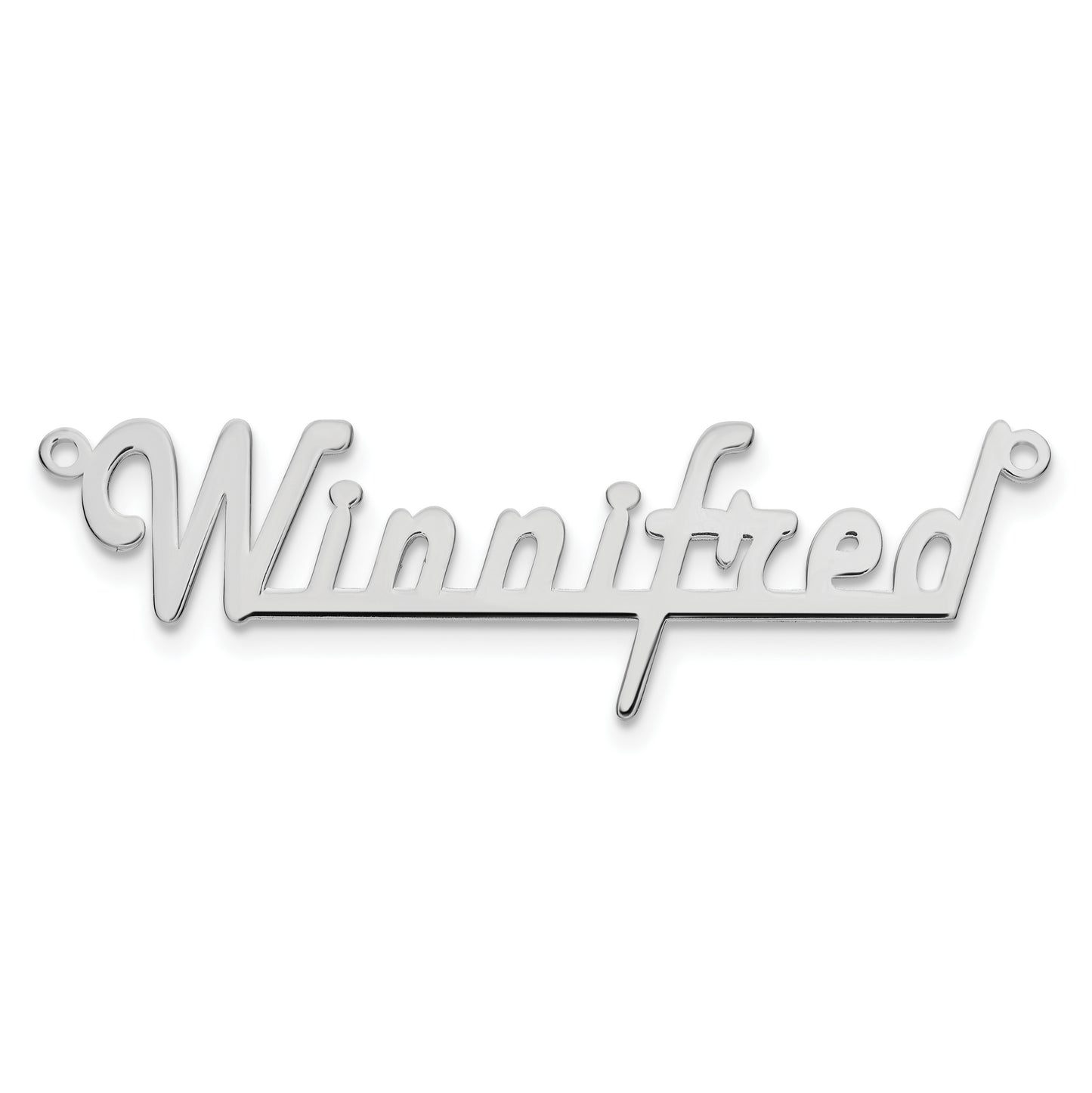 Sterling Silver Rhodium plated Polished Harrow Solid Font Underlined Name Plate