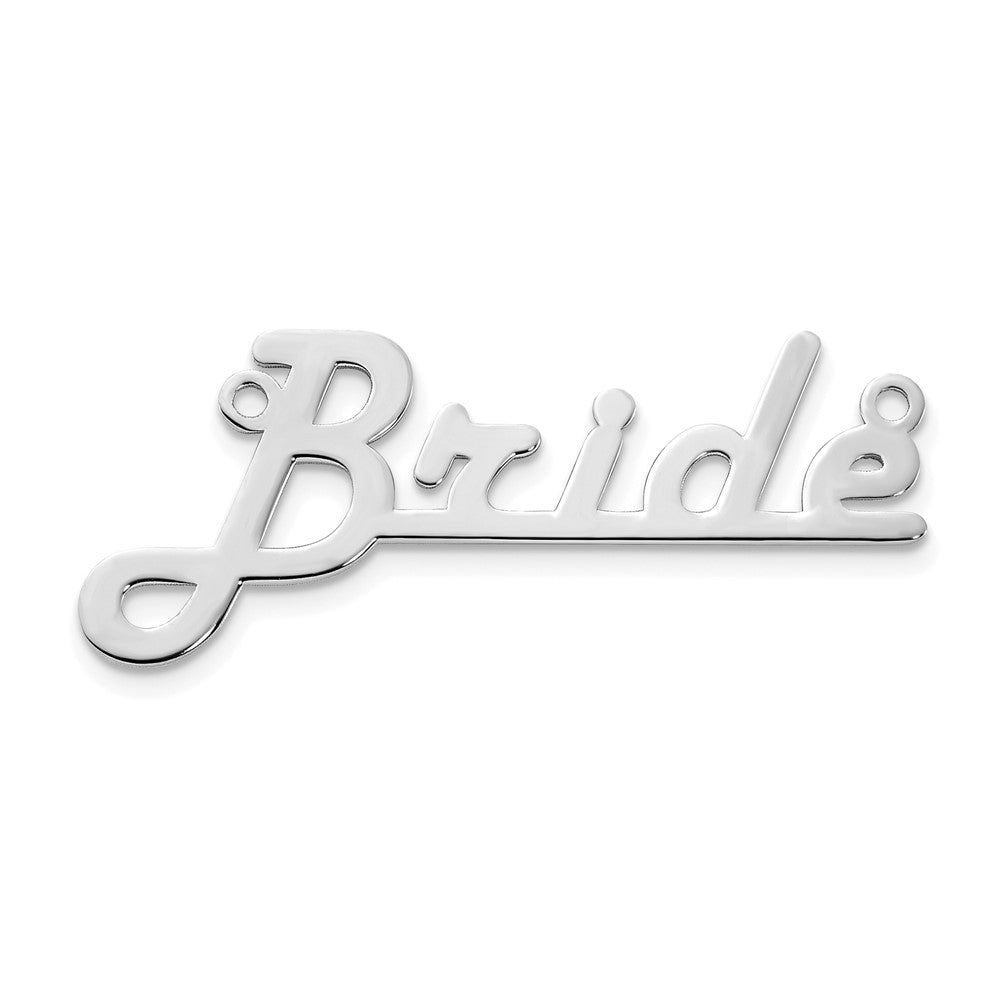 Sterling Silver Rhodium plated Polished Harlow Solid Font Underlined Name Plate