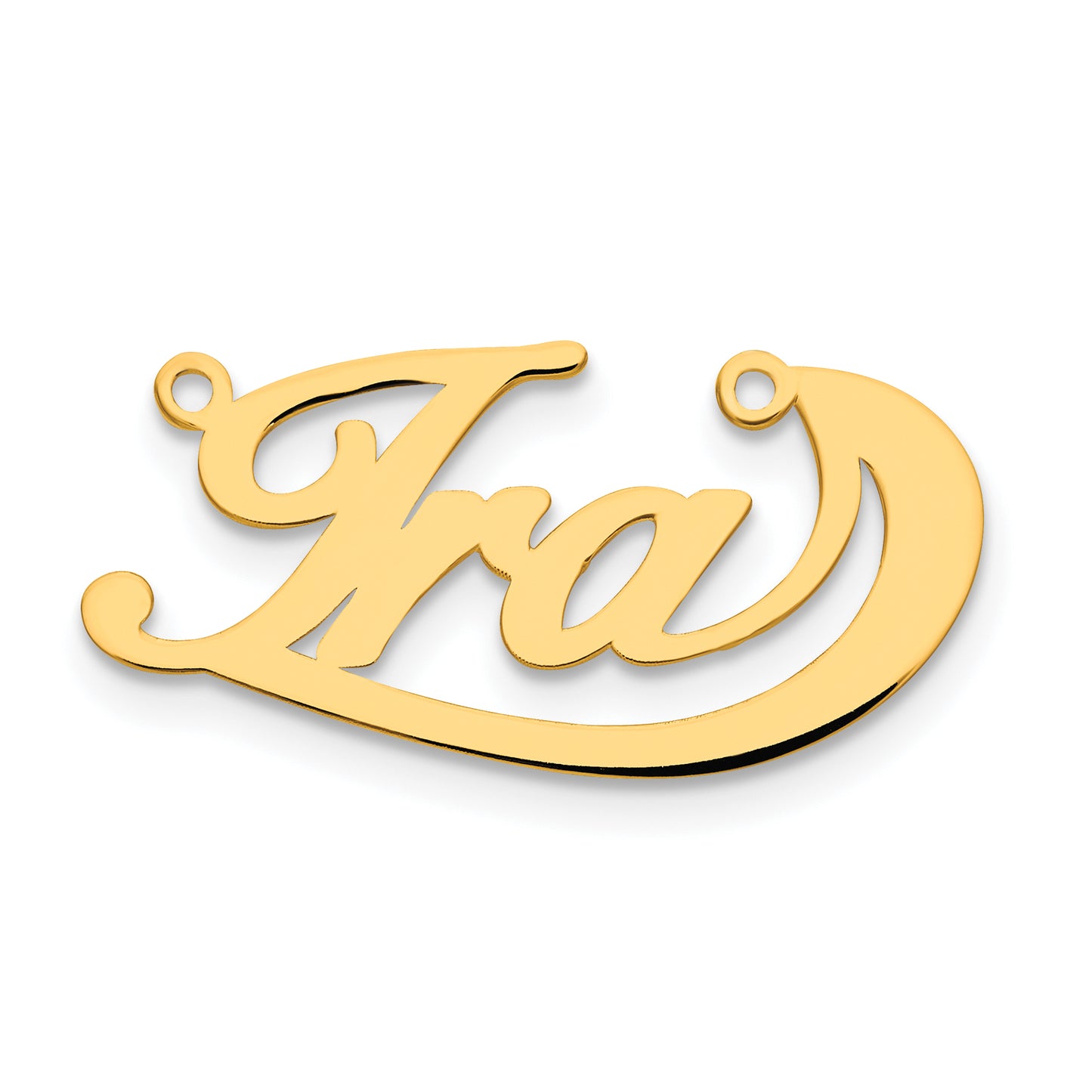 14K Yellow Gold Polished Under Swoop Judith Font Name Plate