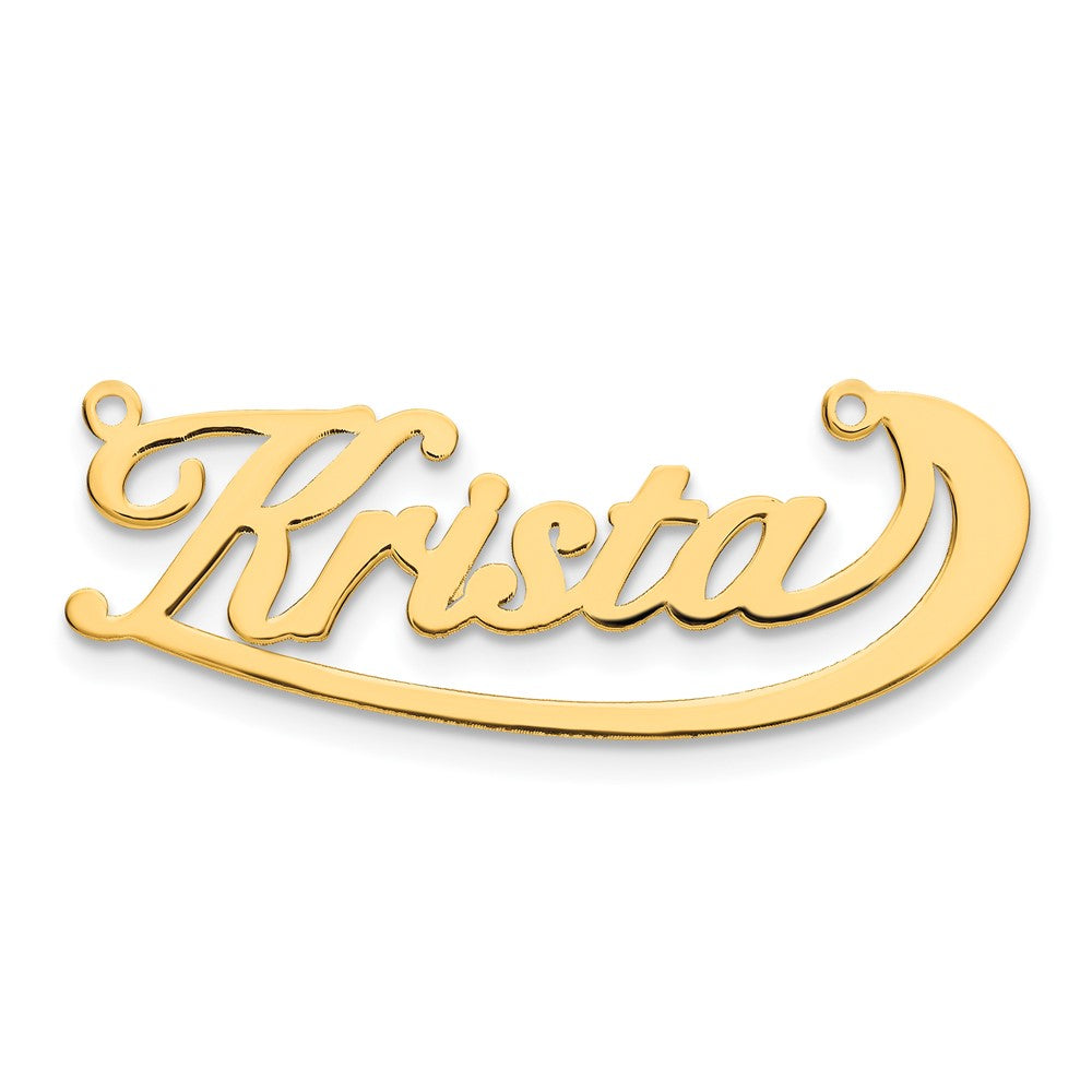 Sterling Silver Gold plated Polished Under Swoop Judith Font Name Plate