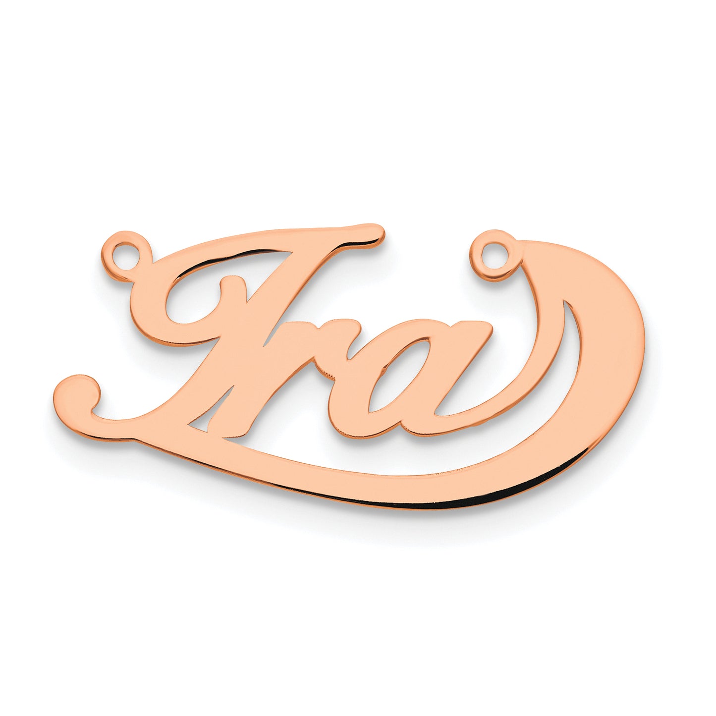 Sterling Silver Rose Gold plated Polished Under Swoop Judith Font Name Plate