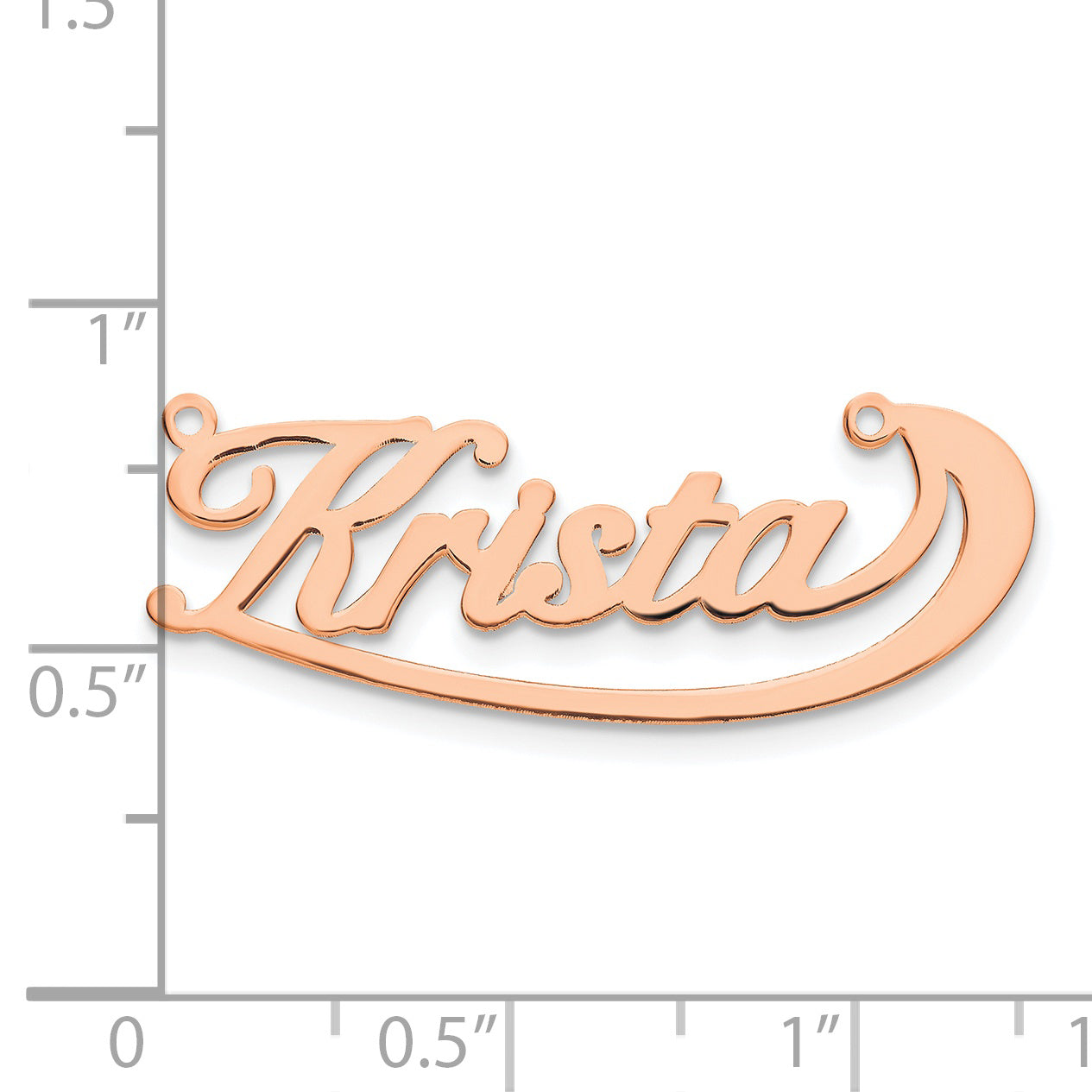 14K Rose Gold Polished Under Swoop Judith Font name Plate