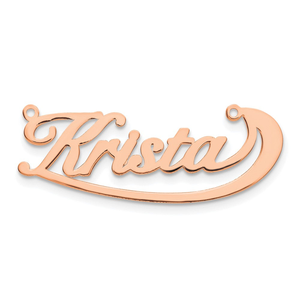 Sterling Silver Rose Gold plated Polished Under Swoop Judith Font Name Plate