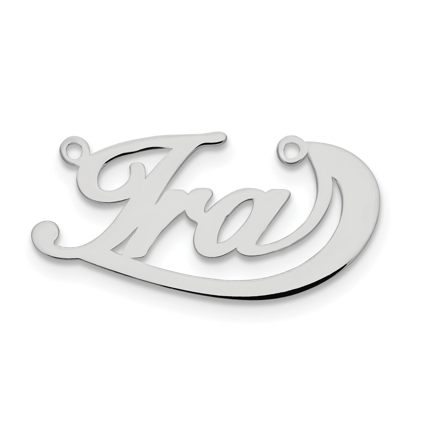 14K White Gold Polished Under Swoop Judith Font Name Plate