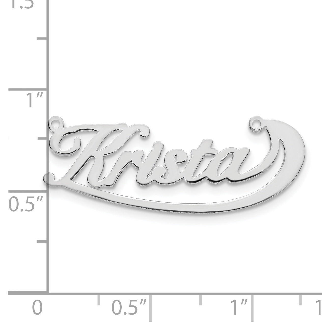 Sterling Silver Rhodium plated Polished Under Swoop Judith Font Name Plate