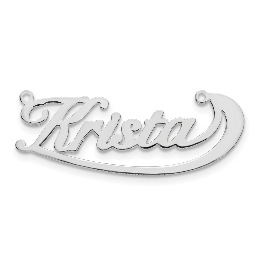 Sterling Silver Rhodium plated Polished Under Swoop Judith Font Name Plate