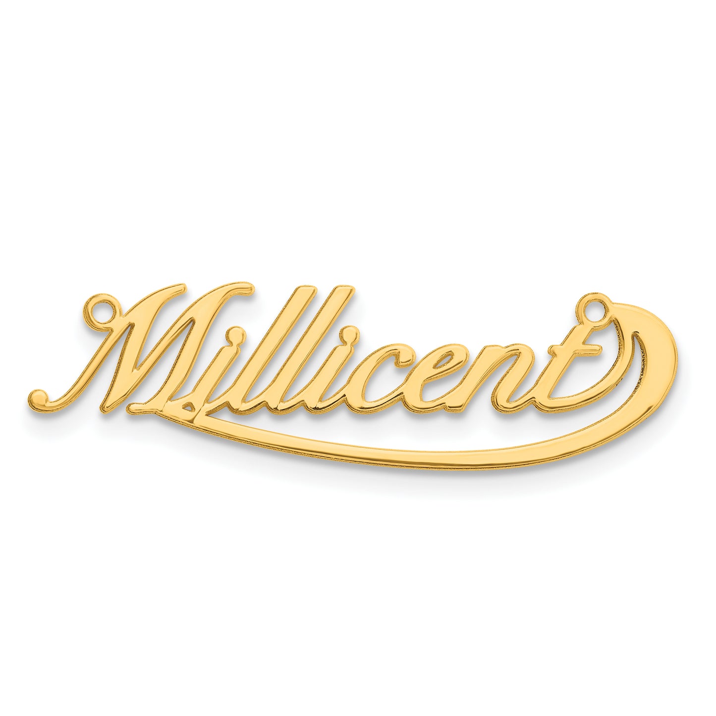 14K Yellow Gold Polished Under Swoop Judith Font Name Plate