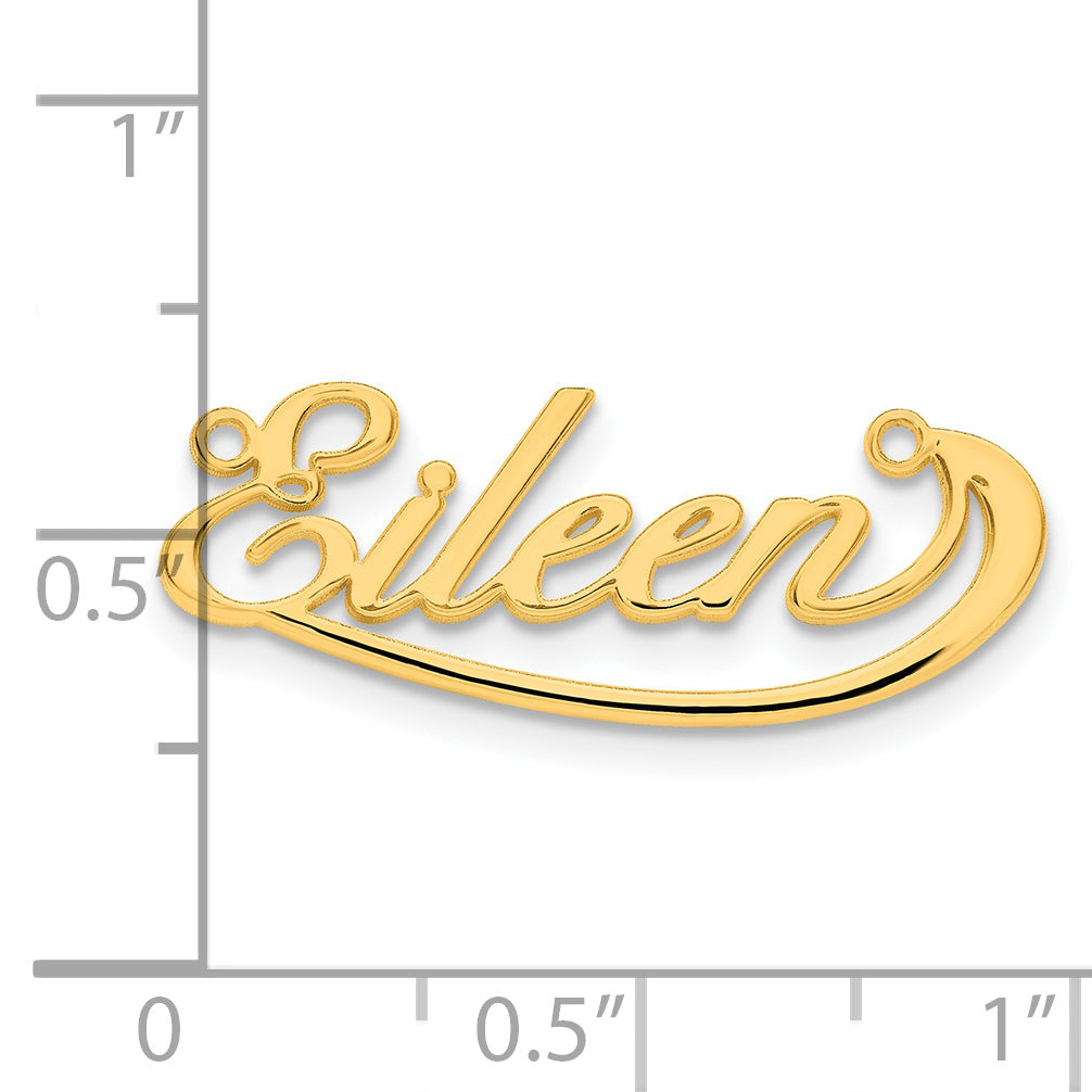 14K Yellow Gold Polished Under Swoop Judith Font Name Plate