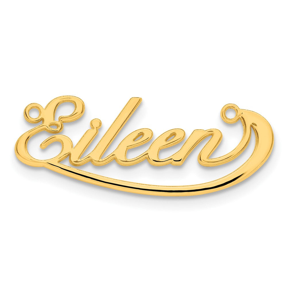 14K Yellow Gold Polished Under Swoop Judith Font Name Plate