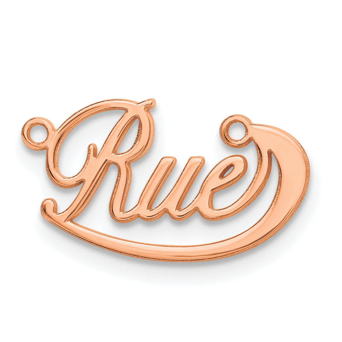 Sterling Silver Rose Gold plated Polished Under Swoop Judith Font Name Plate
