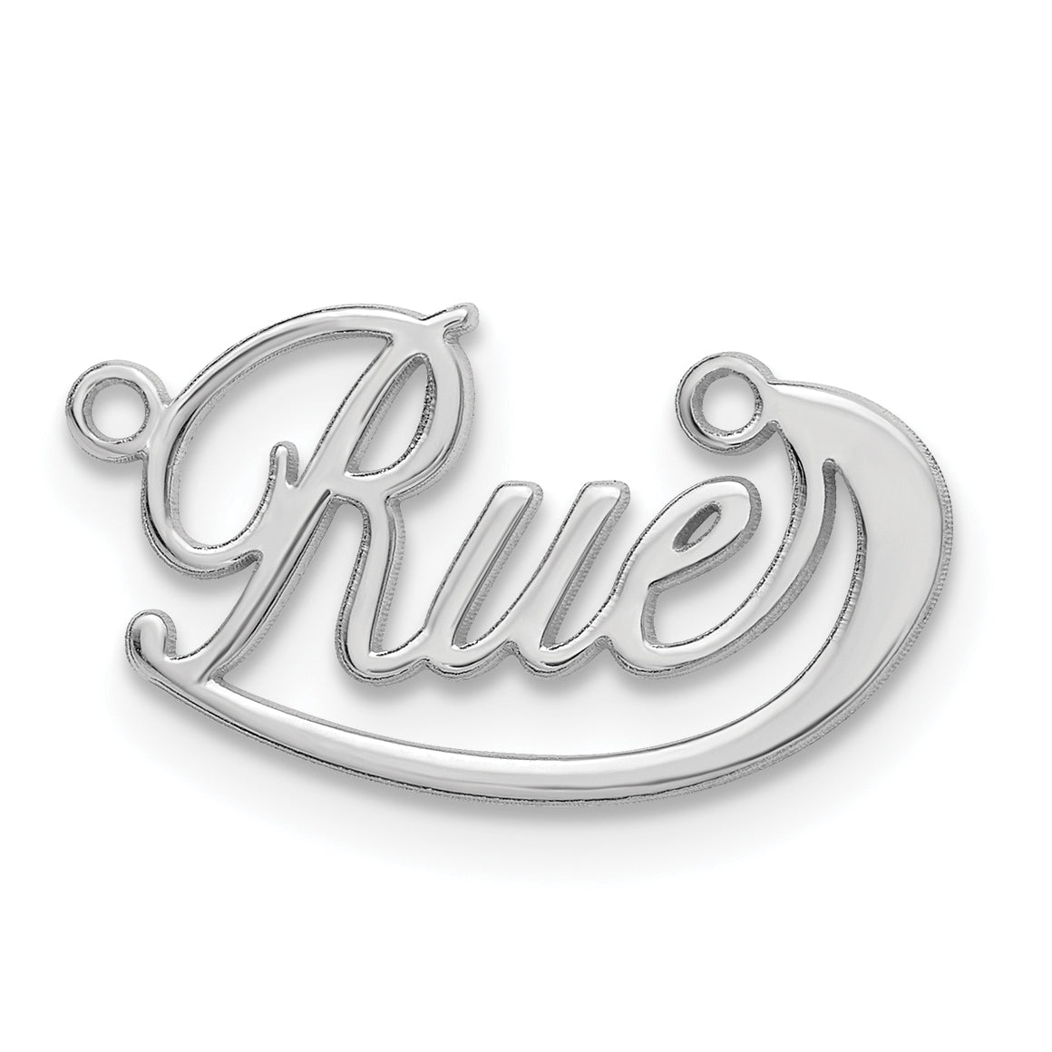 Sterling Silver Rhodium plated Polished Under Swoop Judith Font Name Plate