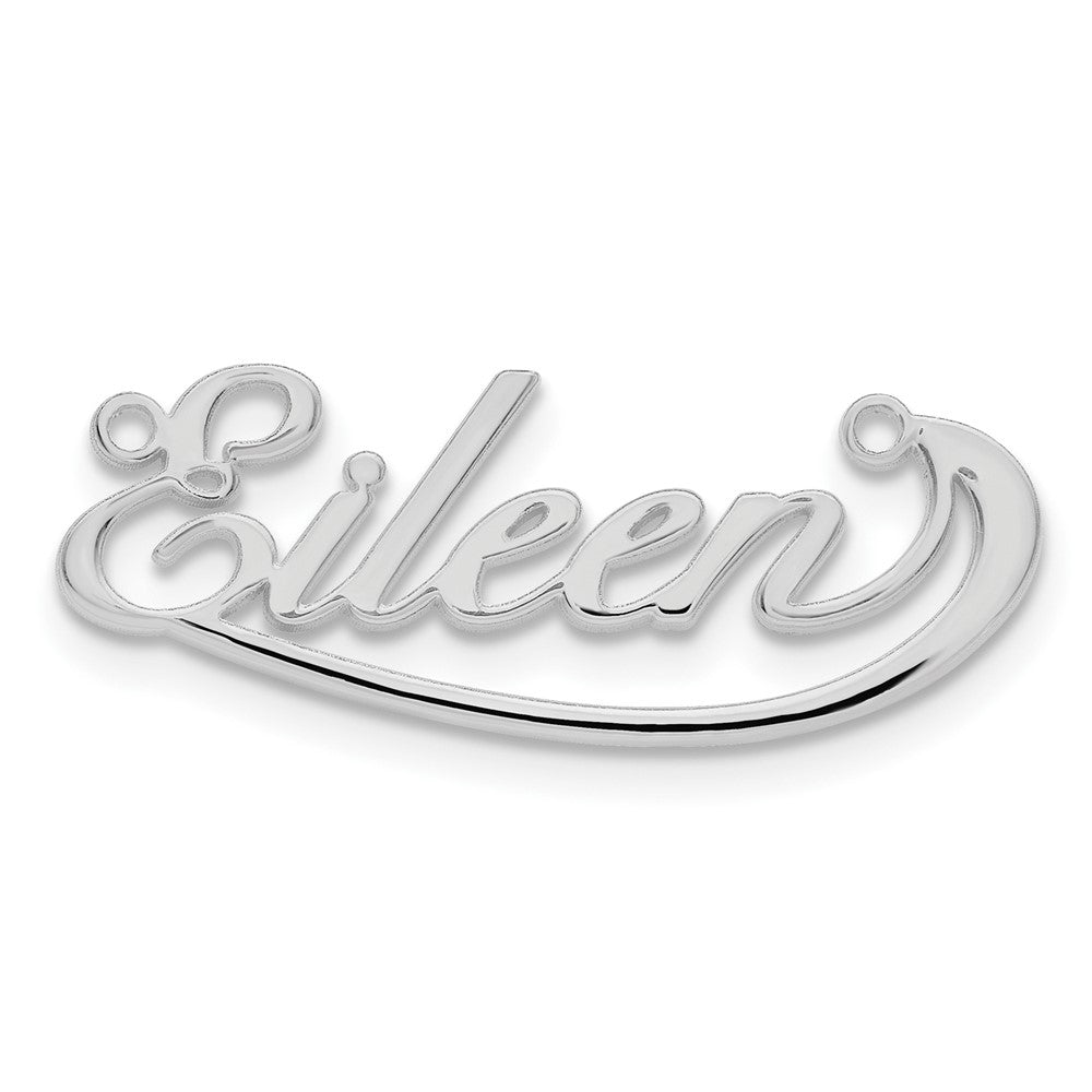 Sterling Silver Rhodium plated Polished Under Swoop Judith Font Name Plate