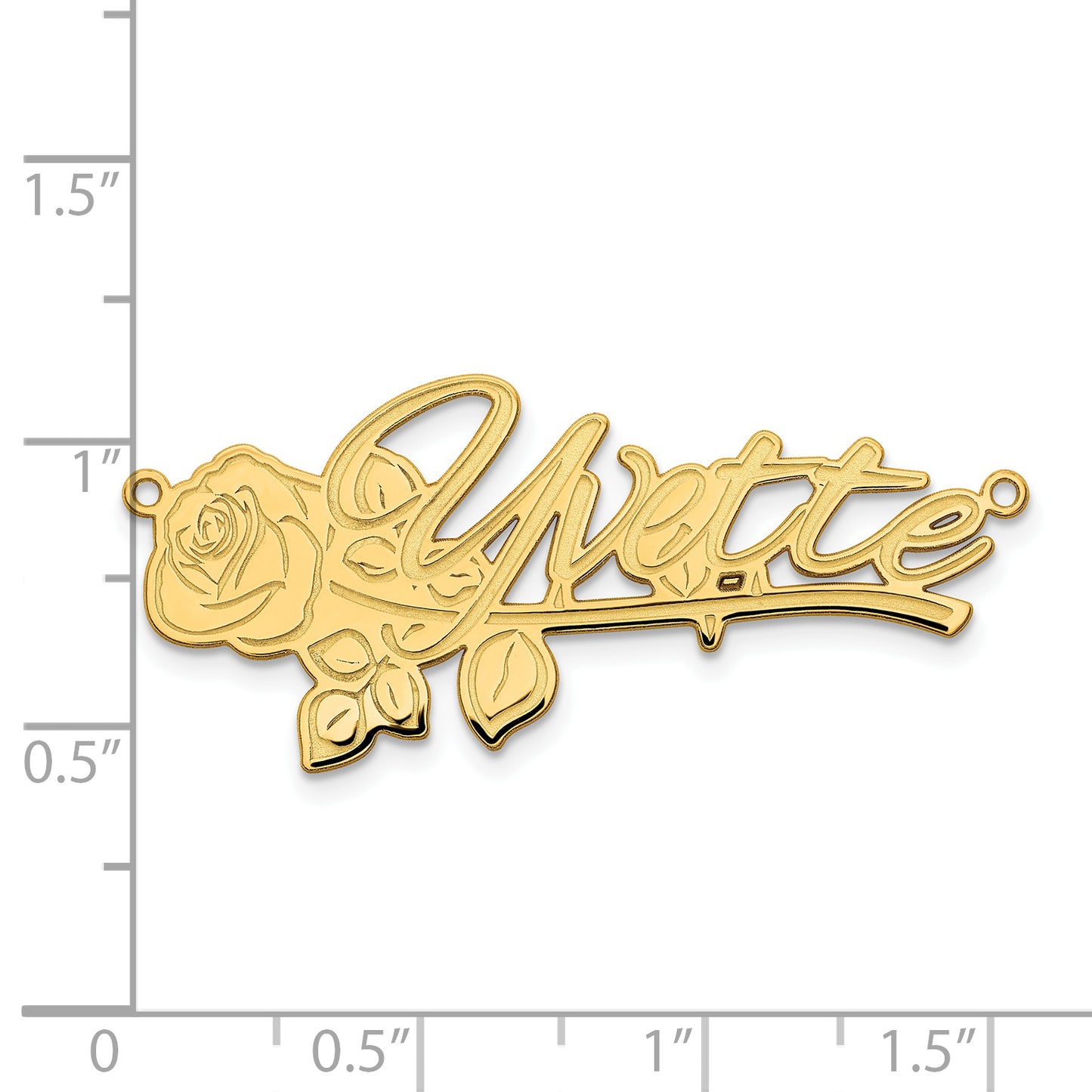 Sterling Silver Gold plated Polished Rose Name Plate