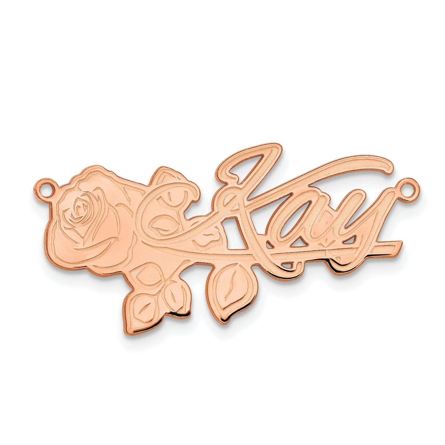 Sterling Silver Rose Gold plated Polished Rose Name Plate