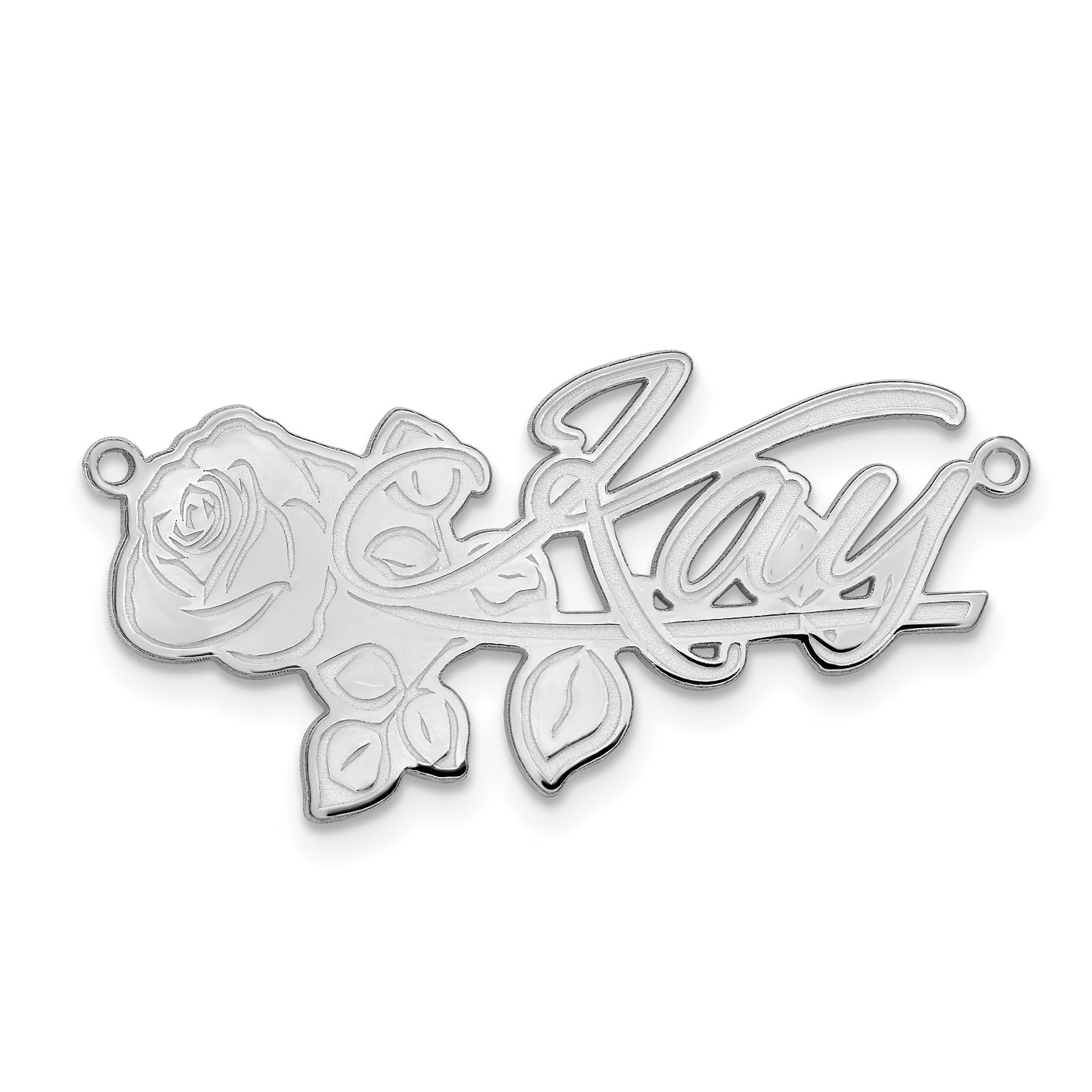 Sterling Silver Rhodium plated Polished Rose Name Plate