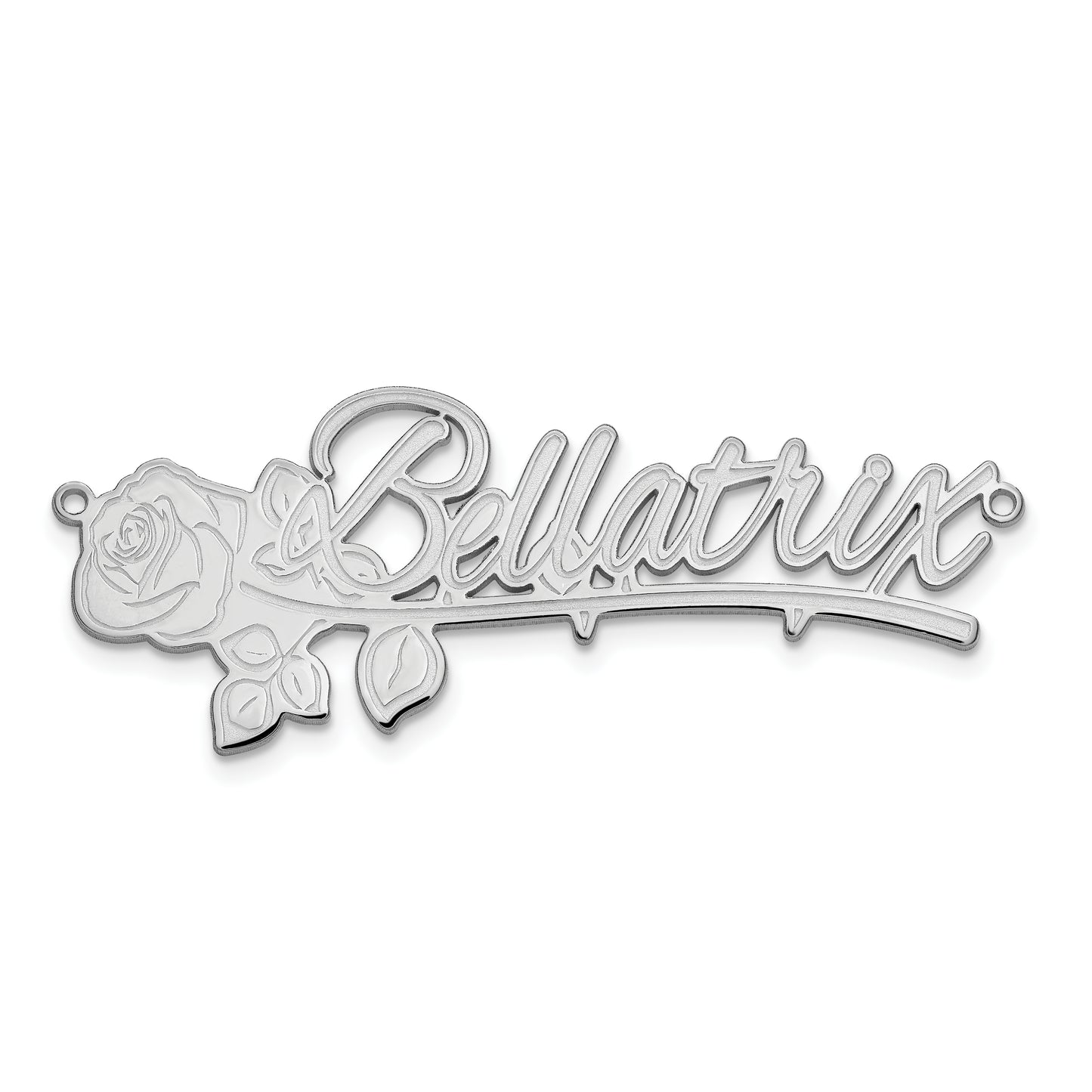 Sterling Silver Rhodium plated Polished Rose Name Plate