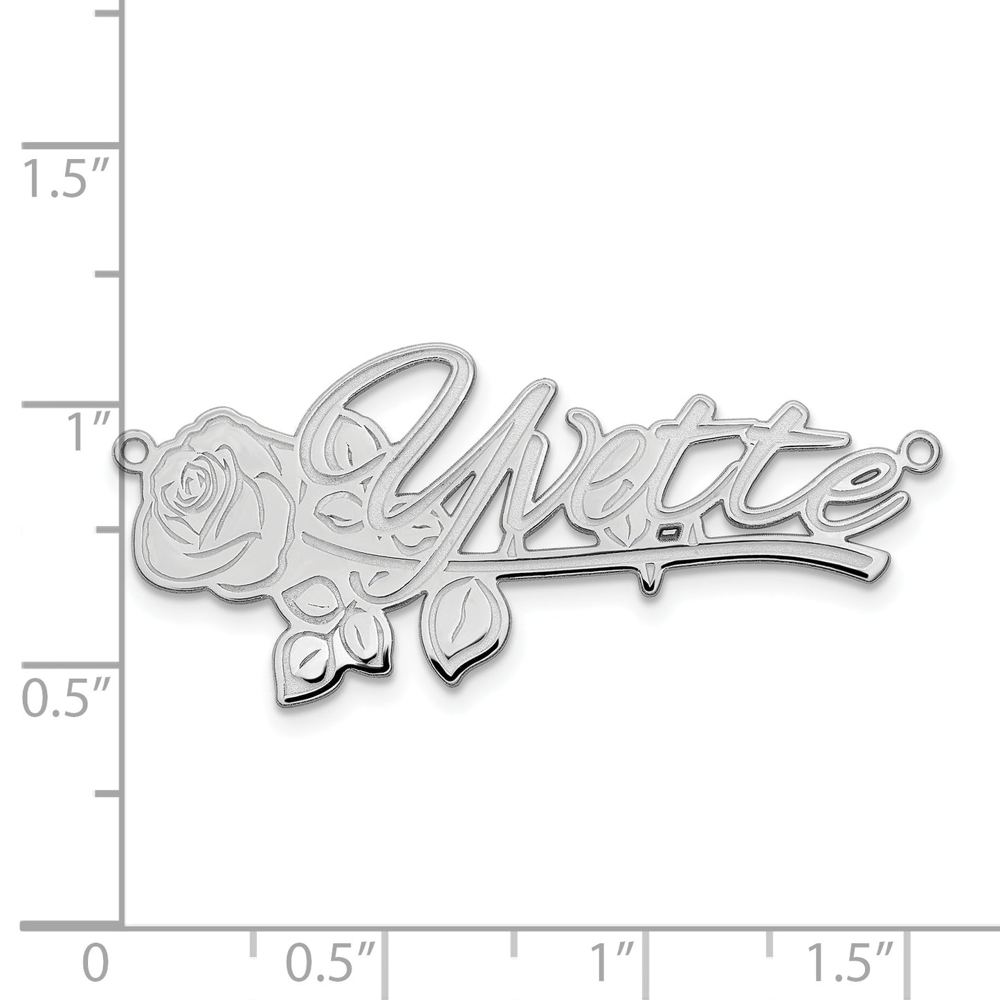 Sterling Silver Rhodium plated Polished Rose Name Plate