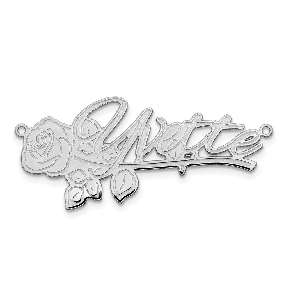 Sterling Silver Rhodium plated Polished Rose Name Plate