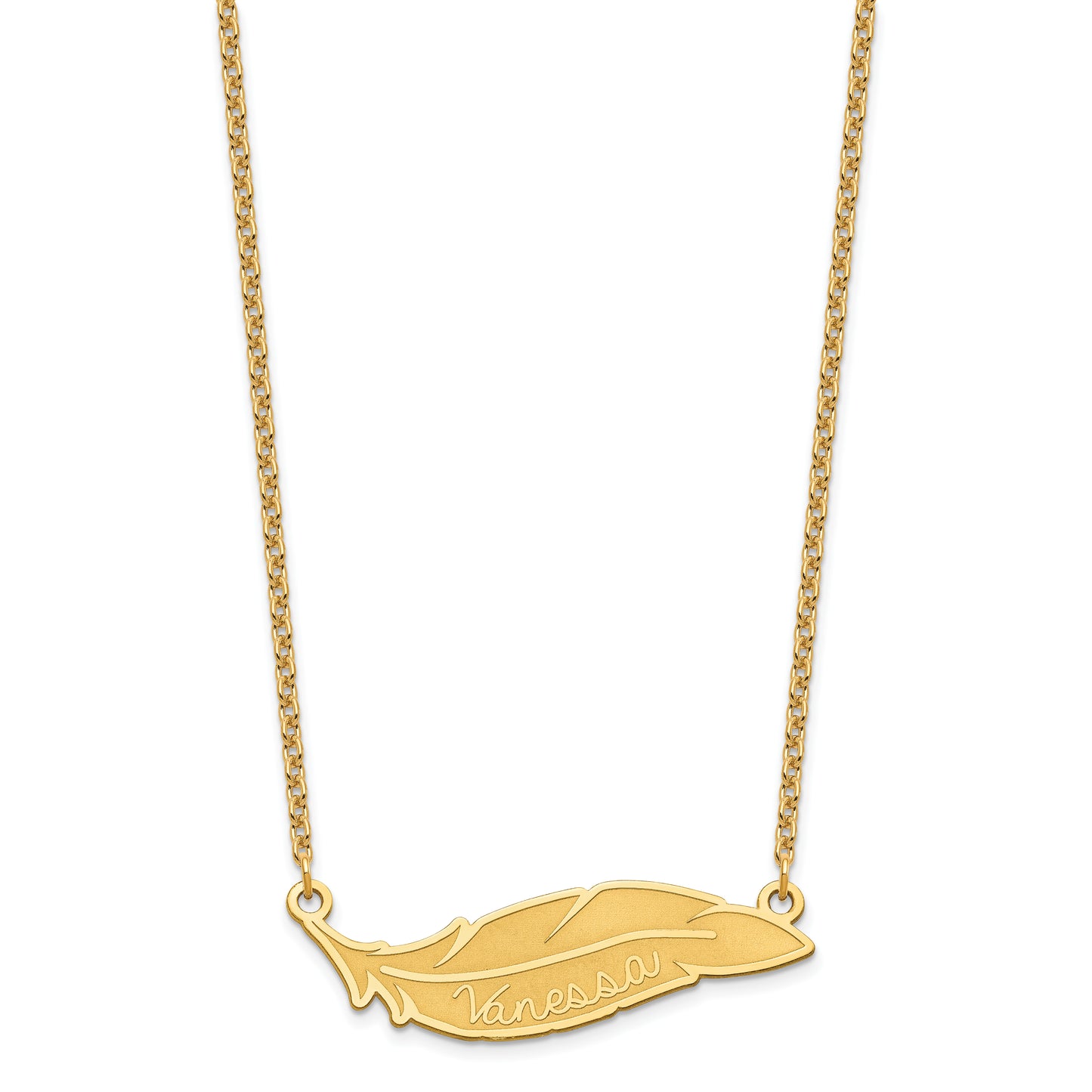 Sterling Silver Gold plated Personalized Feather Necklace