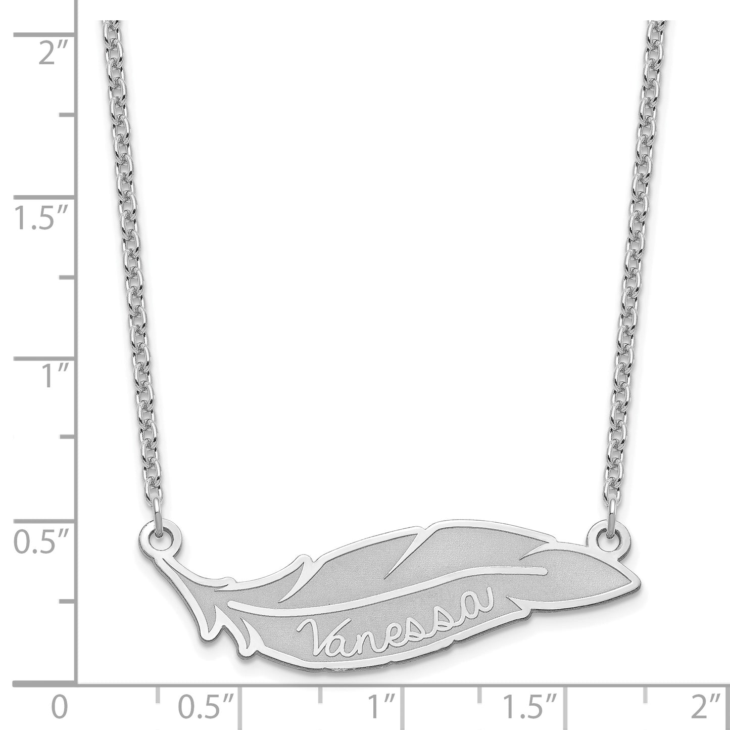 Sterling Silver Rhodium plated Personalized Feather Necklace