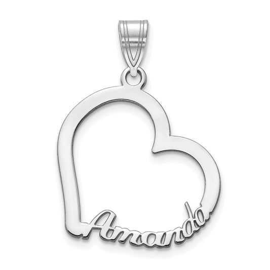 10K White Gold Heart with Name Pendant