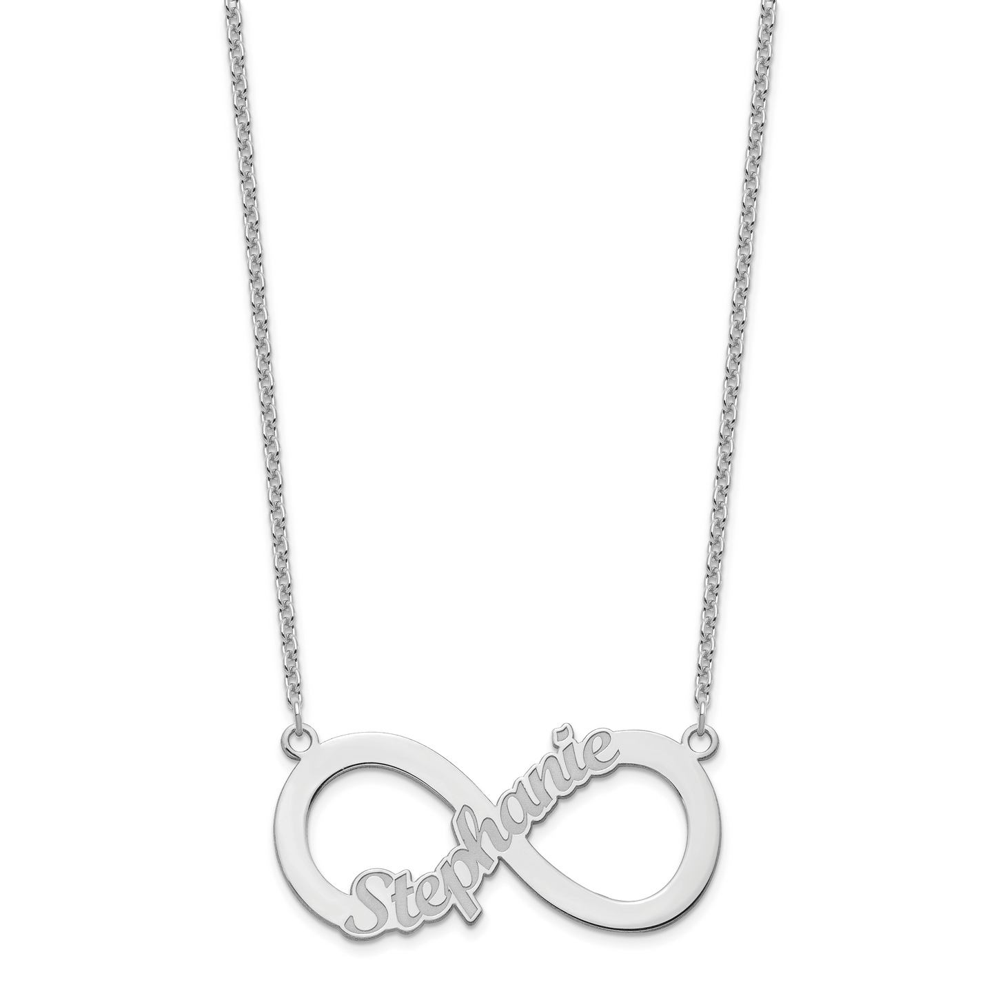 Sterling Silver Rhodium plated 1 Name Infinity Necklace