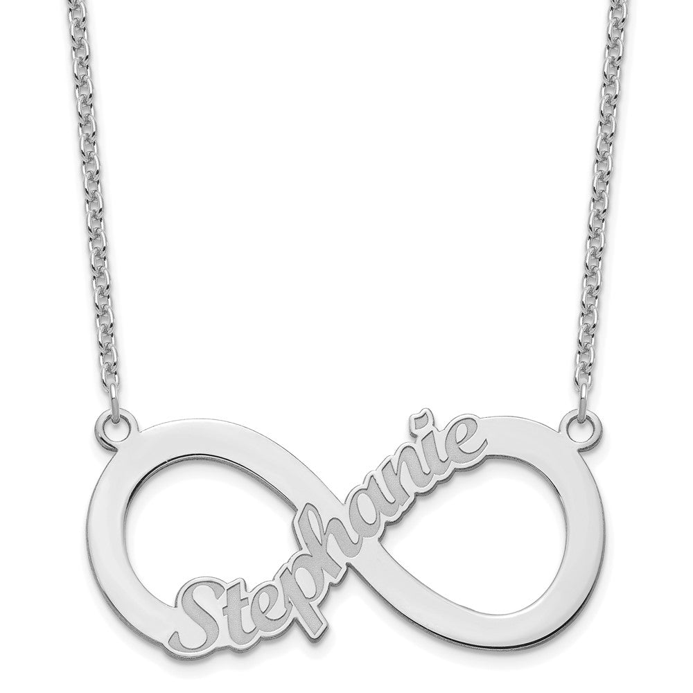 Sterling Silver Rhodium plated 1 Name Infinity Necklace
