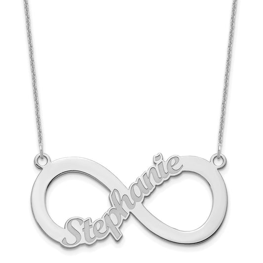 10K White Gold 1 Name Infinity Necklace