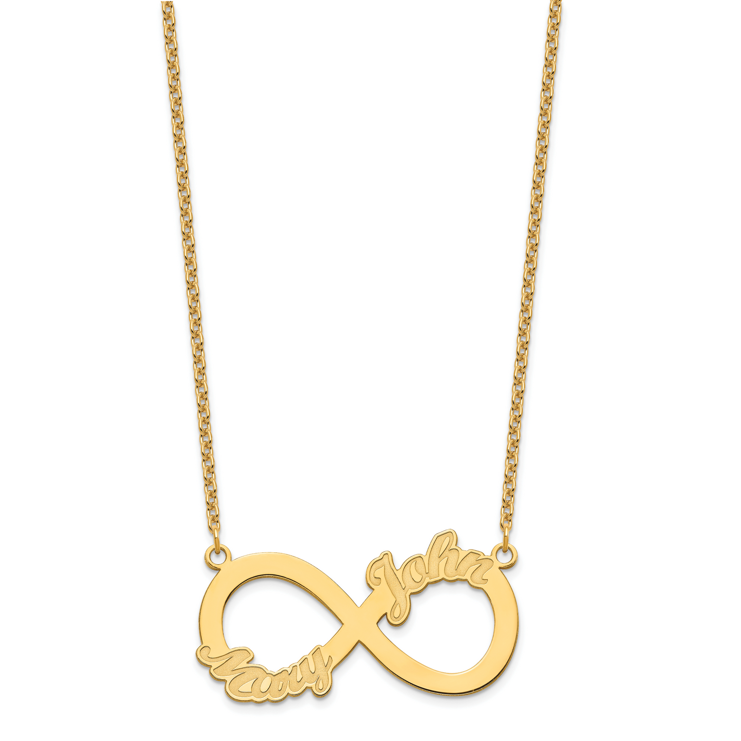 Sterling Silver Gold plated 2 Name Infinity Necklace