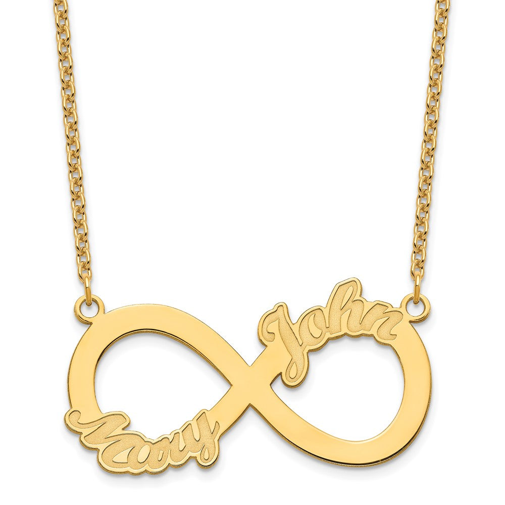 Sterling Silver Gold plated 2 Name Infinity Necklace