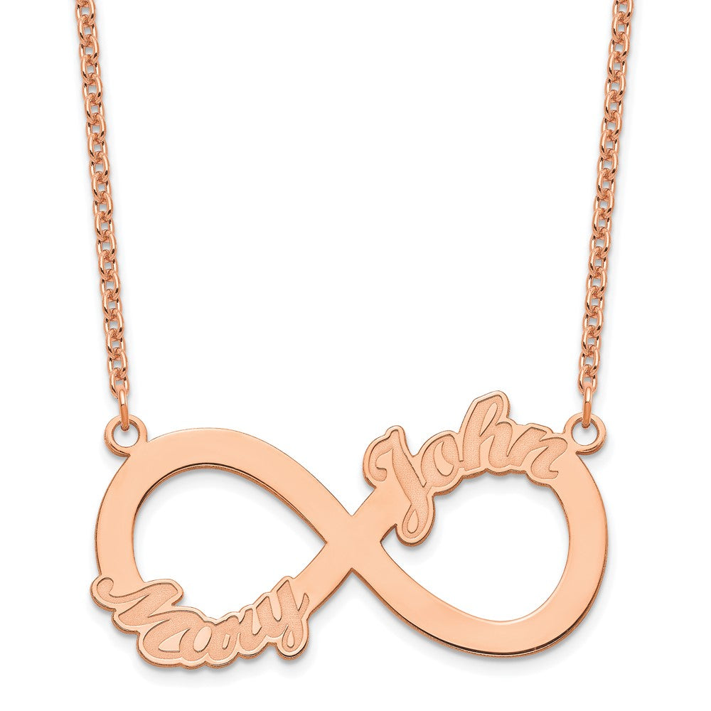 Sterling Silver Rose Gold plated 2 Name Infinity Necklace