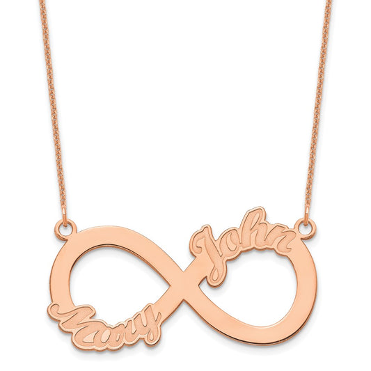 14k Rose Gold 2 Name Infinity Necklace