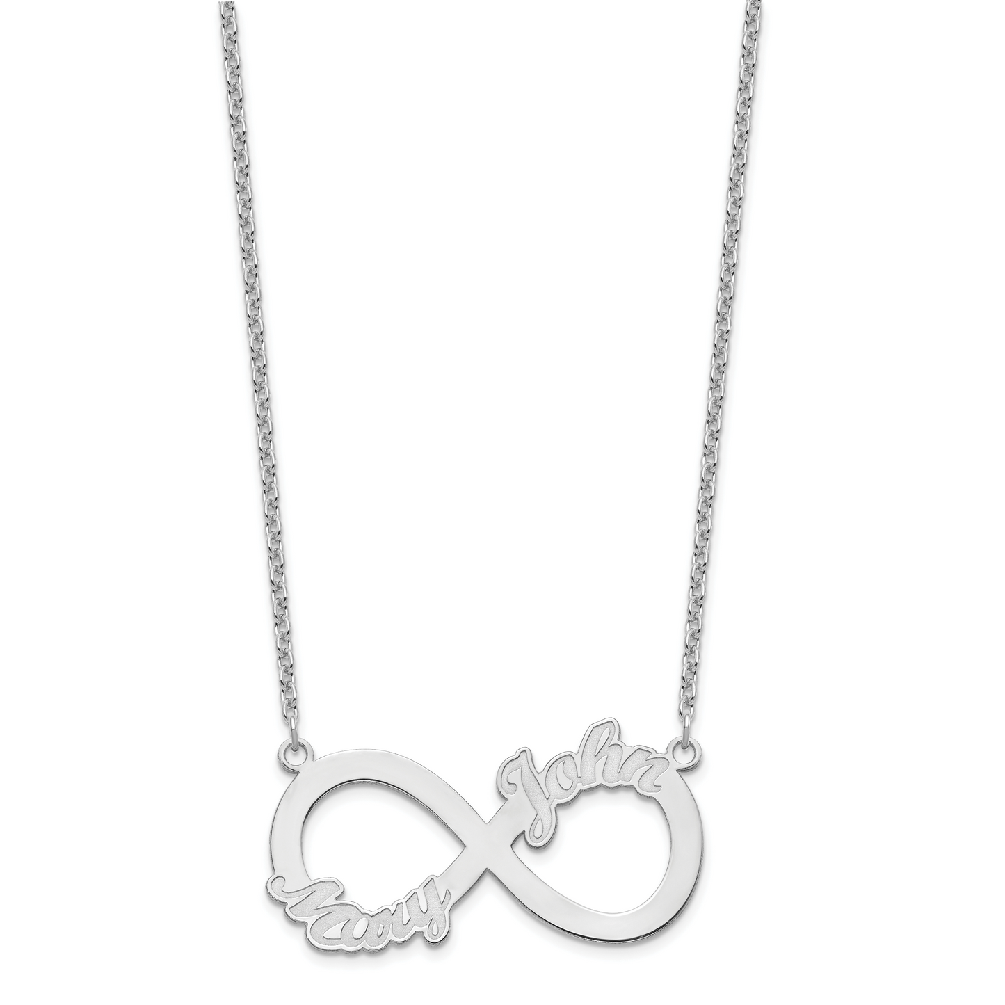 Sterling Silver Rhodium plated 2 Name Infinity Necklace