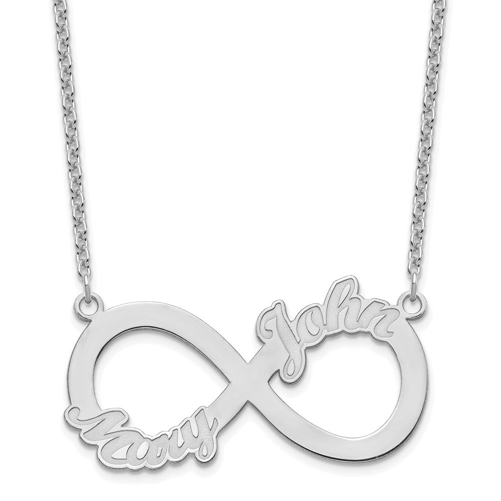 Sterling Silver Rhodium plated 2 Name Infinity Necklace