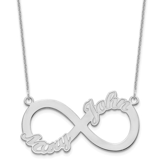 14K White Gold 2 Name Infinity Necklace