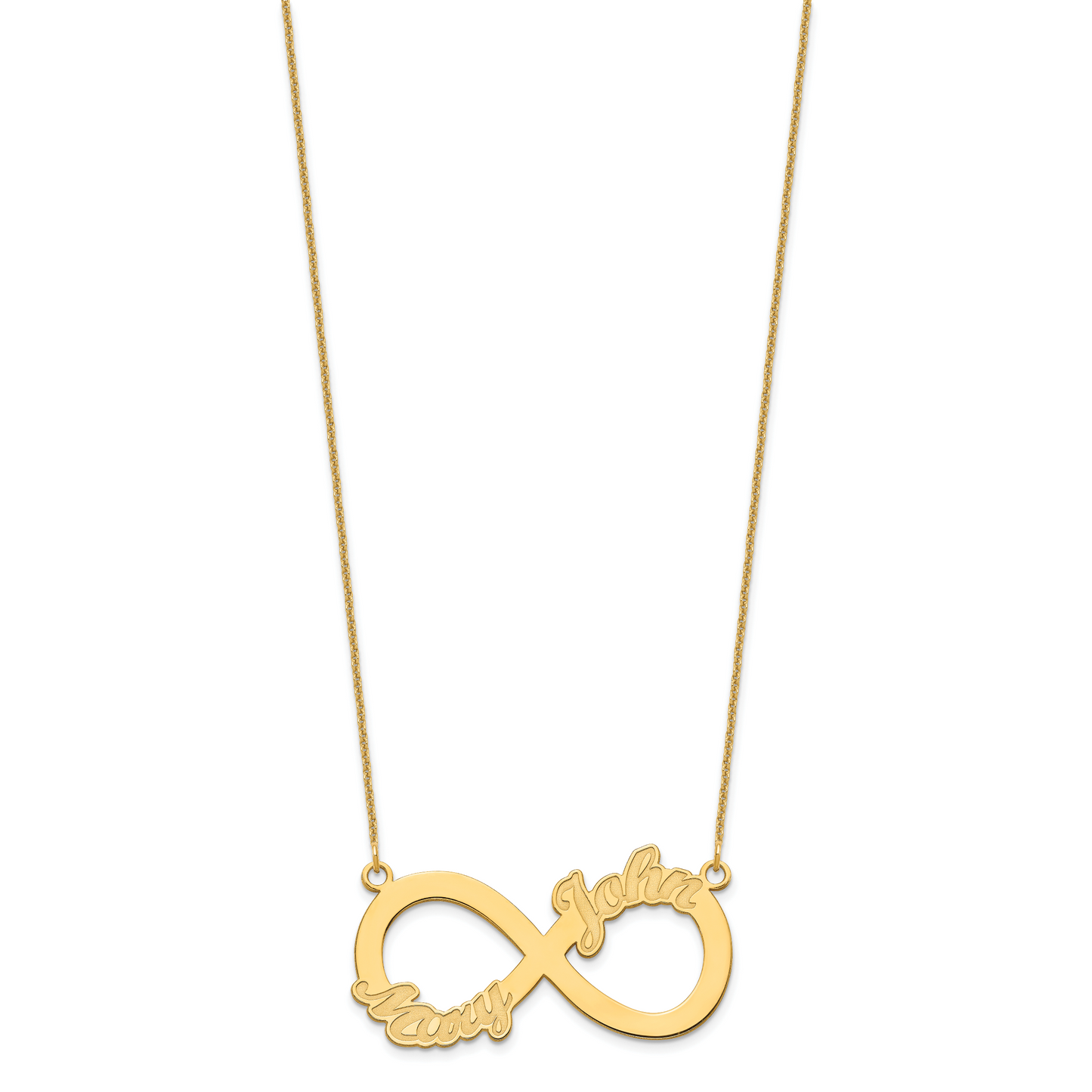14K Yellow Gold 2 Name Infinity Necklace