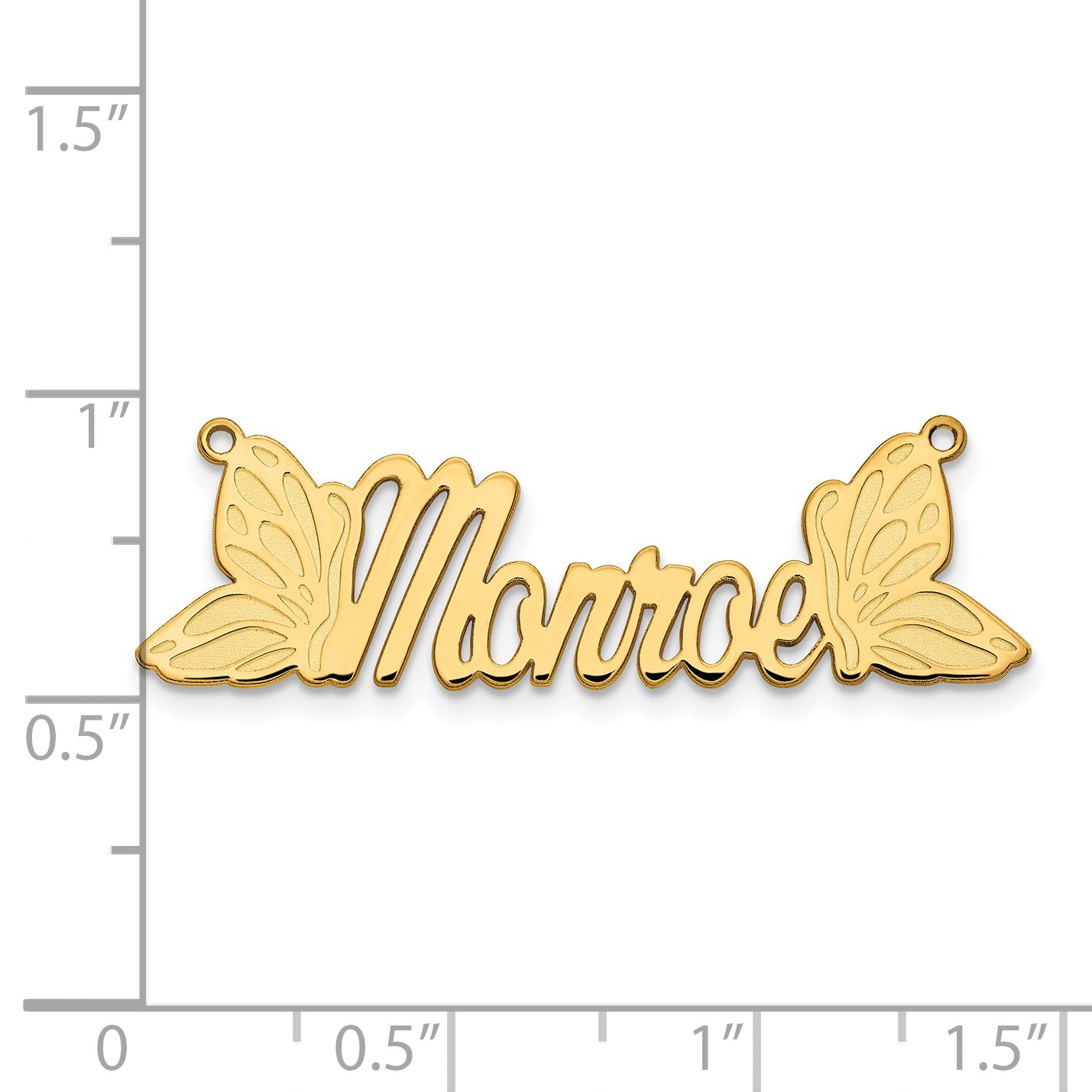 Sterling Silver Gold plated Polished Butterfly Name Plate