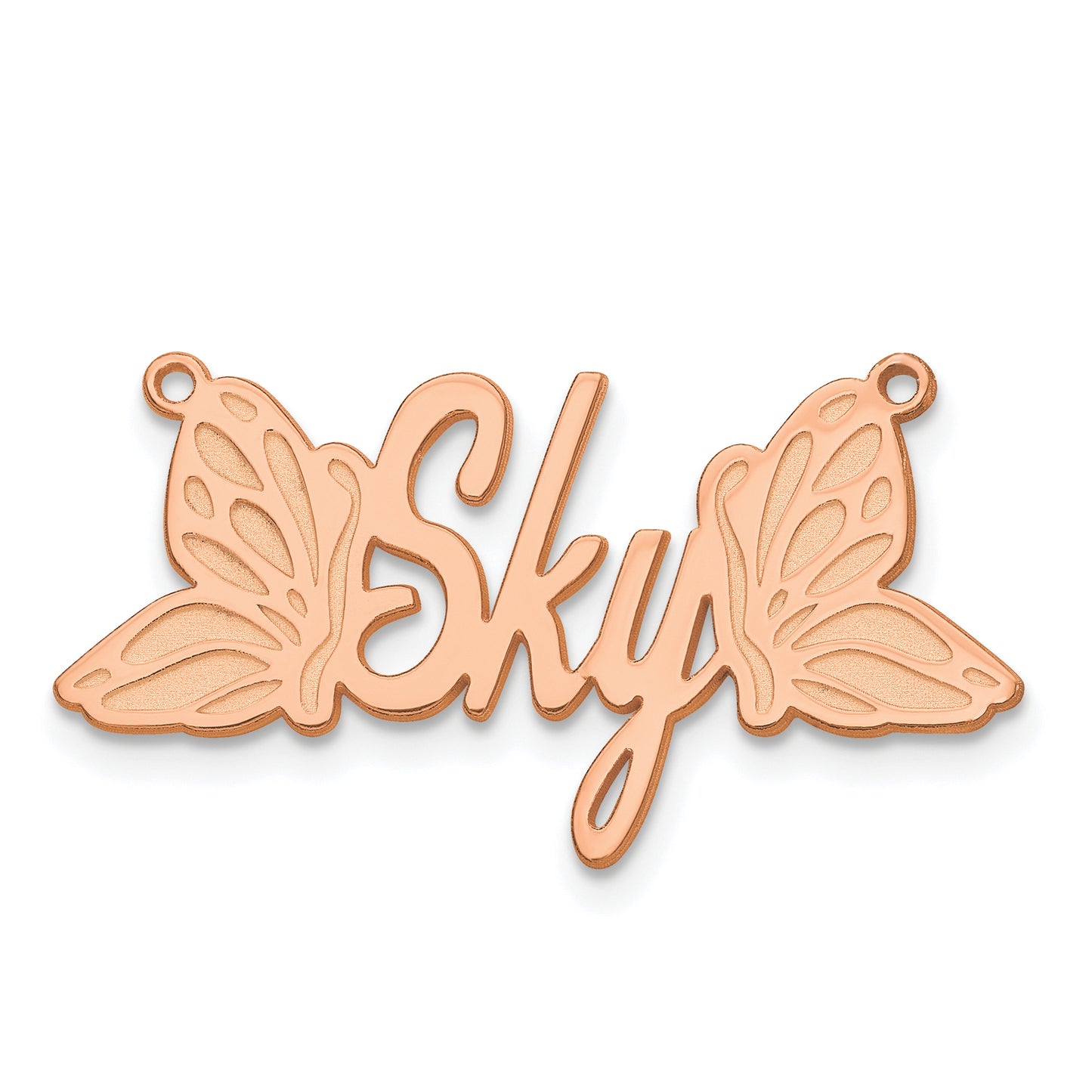 14K Rose Gold Polished Butterfly Name Plate