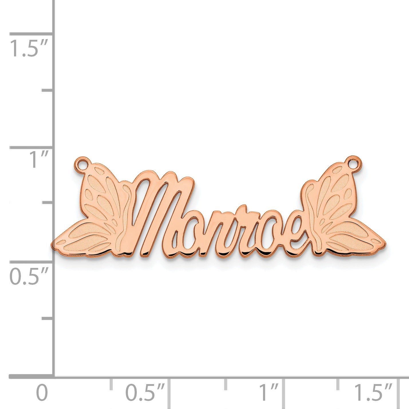 Sterling Silver Rose Gold plated Polished Butterfly Name Plate