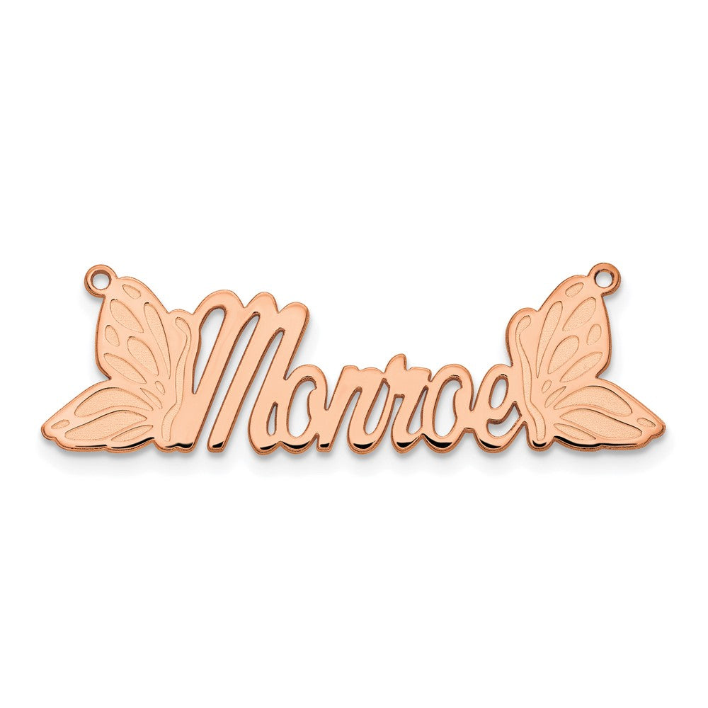 Sterling Silver Rose Gold plated Polished Butterfly Name Plate